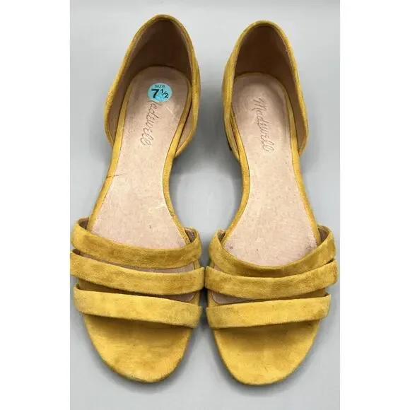 Madewell Women's Size 7.5 Leila Sleek Strappy Sandal in Suede Yellow - Picture 6 of 9